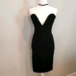 Strapless deep V Little black dress